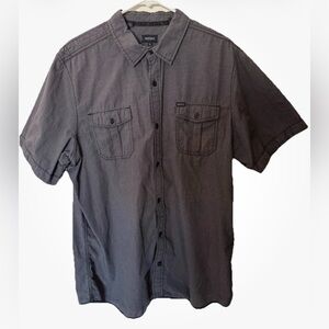 DAVID BITTON BUFFALO MENS SHORT SLEEVE SHIRT LARGE WOVEN BUTTON DOWN GRAY BLACK